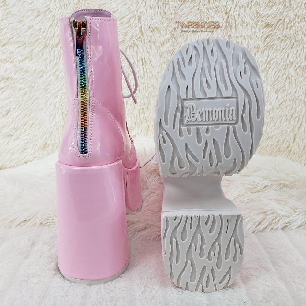 Demonia 5 Inch Platform Boots in Pink - Picture 7 of 15